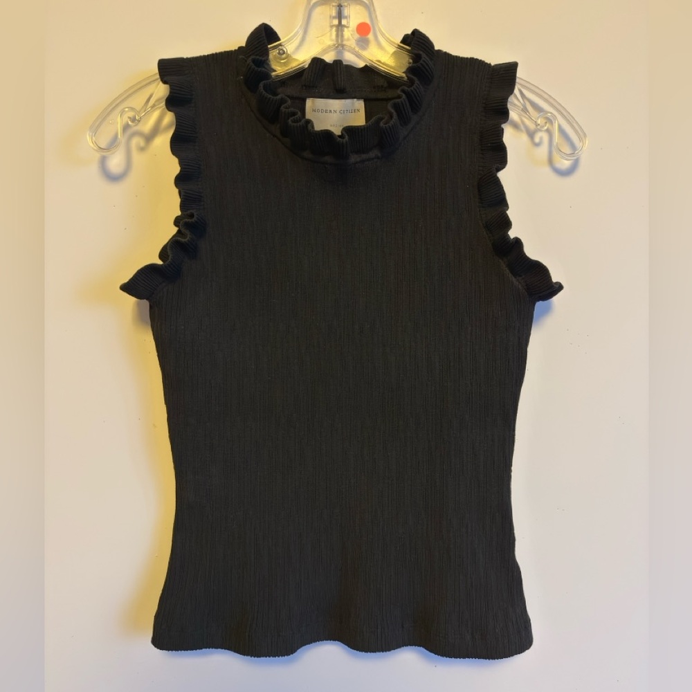 Modern Citizen Ruffle Tank In Black - Sz Medium